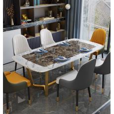 輕奢大理石餐桌餐椅組合簡約后現(xiàn)代餐臺金屬飯桌美式極簡餐廳桌子